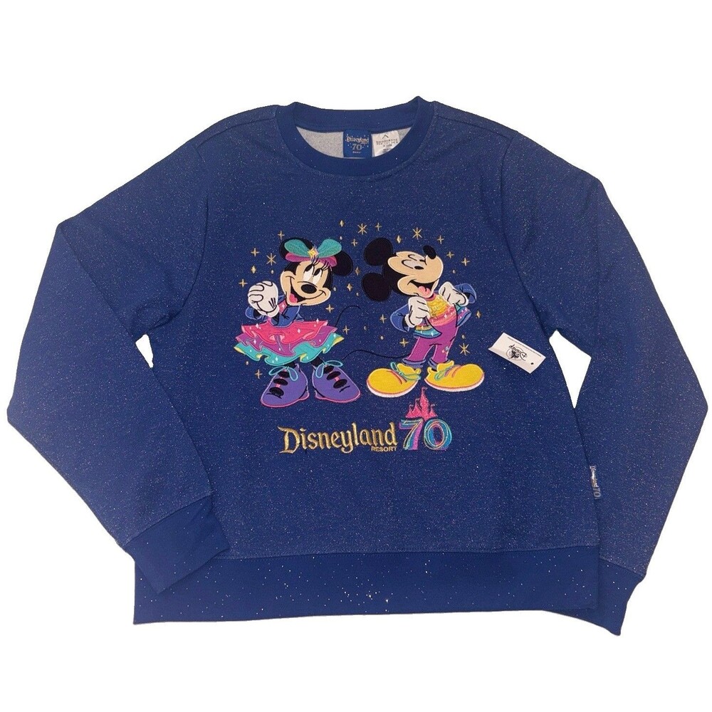 Disneyland 70th Anniversary Sweatshirt XS Mickey Minnie Oversized 38" Chest NWT